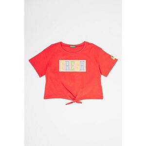 Tricou cu decolteu la baza gatului si broderie imagine