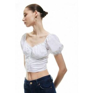 Bluza crop cu maneci bufante imagine