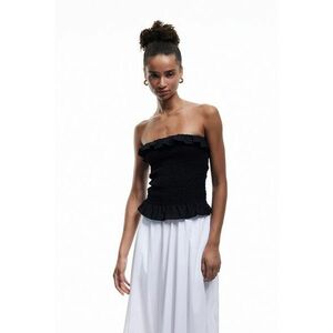 Top slim fit bandeau cu margine cu volane imagine