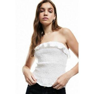 Top slim fit bandeau cu margine cu volane imagine