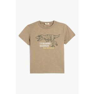 Tricou din bumbac cu decolteu la baza gatului si imprimeu grafic imagine