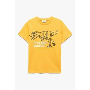 Tricou din bumbac cu decolteu la baza gatului si imprimeu grafic imagine