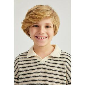 Tricou polo lejer cu aspect tricotat imagine