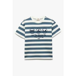 Tricou cu model in dungi si decolteu la baza gatului imagine