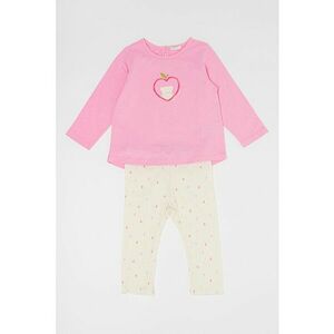 Set de bluza cu decolteu la baza gatului si colanti cu imprimeu - 2 piese imagine