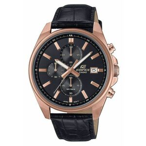 Ceas barbati Edifice - quartz - negru - 44mm - piele naturala imagine