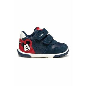 Pantofi sport cu inchidere velcro - garnituri din piele intoarsa si model cu Mickey Mouse imagine