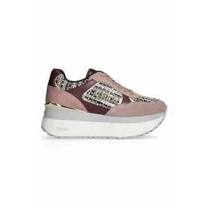 Pantofi sport flatform de piele cu insertii de material textil imagine