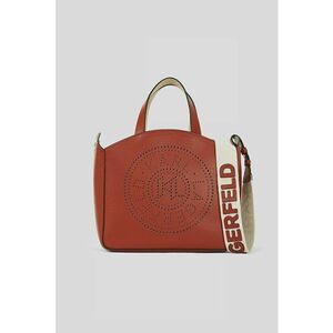 Geanta din piele cu bareta de umar si logo cu perforatii imagine