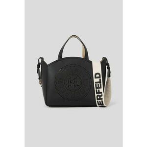 Geanta din piele cu bareta de umar si logo cu perforatii imagine