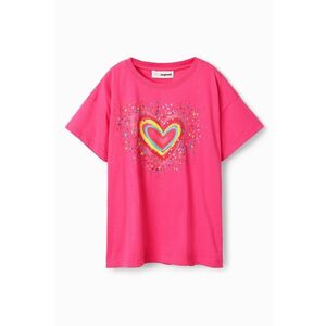 Tricou de bumbac cu decolteu la baza gatului si maneci cazute imagine