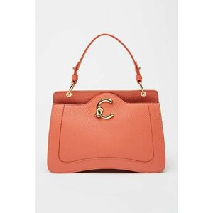 Geanta de piele cu bareta de umar si logo C-Me imagine