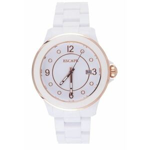 Ceas dama ECP10762 - 40mm - curea plastic alba - rezistenta la apa 5 ATM imagine