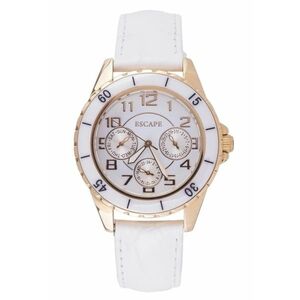 Ceas dama 36 mm - curea piele ecologica alba - rezistenta la apa 5 ATM imagine