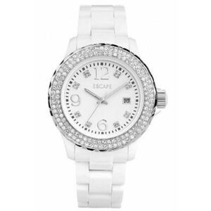 Ceas dama ECP10090 - 40 mm - curea plastic alba - rezistenta la apa 5 ATM imagine