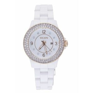 Ceas dama model ECP10841 - curea plastic alba - carcasa argintie - 36x36mm - rezistenta la apa 5 ATM imagine
