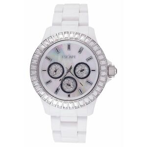 Ceas dama 40 mm - curea plastic alba - rezistenta la apa 5 ATM imagine