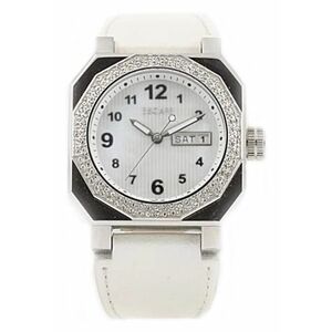 Ceas dama model ECP10269 - curea piele ecologica - 36 mm - rezistenta la apa 5 ATM - argintiu imagine