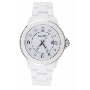 Ceas dama 40 mm - curea plastic alba - rezistenta la apa 5 ATM imagine