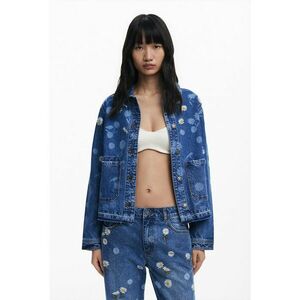 Jacheta din denim cu broderie si buzunare aplicate imagine