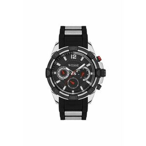 Ceas barbatesc WWG401802 - 46mm - curea silicon - carcasa rotunda - rezistent la apa 5 ATM - negru/argintiu imagine