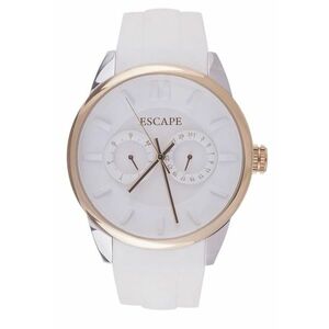 Ceas barbatesc model ECP10786 - curea din silicon - carcasa din otel - 42mm - rezistenta la apa 5ATM - alb/auriu imagine