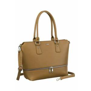 Geanta tote bej din piele ecologica cu curea reglabila - imagine