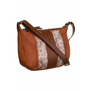 Geanta crossbody maro - 21x29x9cm - din piele ecologica cu detalii imitatie piele de sarpe imagine