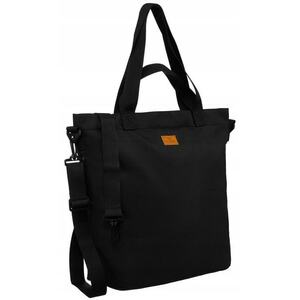 Geanta shopper neagra din poliester - cu doua buzunare - cu manere si curea reglabila imagine