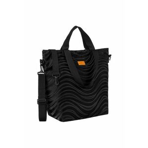 Geanta tote din poliester - neagra - cu model ondulat - format A4 - cu doua seturi de manere imagine