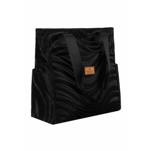 Geanta tote neagra - 30x28x15cm - din poliester cu model ondulat imagine
