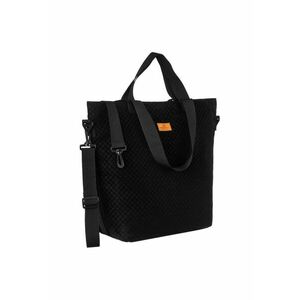 Geanta shopper neagra pentru femei - cu doua seturi de manere si curea reglabila - cu buzunar exterior cu fermoar imagine