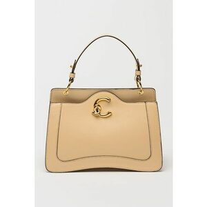 Geanta de piele cu bareta de umar si logo C-Me imagine