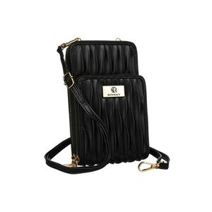 Geanta dama din piele ecologica - neagra - cu textura plisata - set cu cura ajustabila. imagine