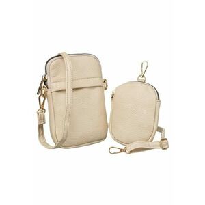 Geanta dama etui - bej - cu 2 buzunare si 3 compartimente pentru carduri - dimensiuni mici. imagine