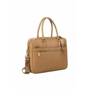 Geanta de birou din piele ecologica cu model de sarpe - bej - 28x37x10cm imagine