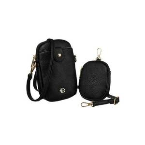 Geanta dama etui - negru - cu 2 buzunare - din piele ecologica - cu curea reglabila imagine