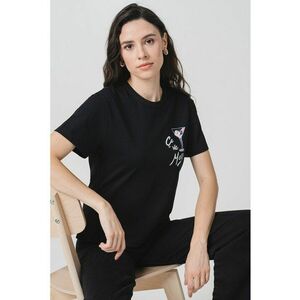 Tricou cu decolteu la baza gatului si imprimeu grafic imagine