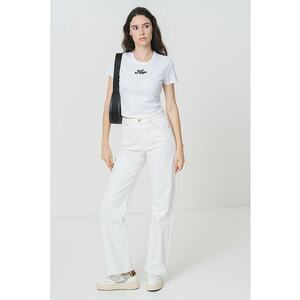 Tricou crop cu imprimeu logo imagine