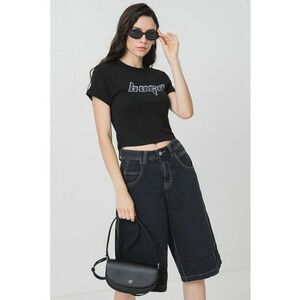 Tricou crop cu imprimeu logo frontal imagine