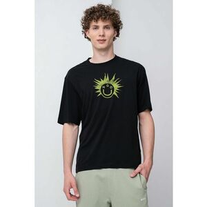 Tricou cu decolteu la baza gatului si imprimeu grafic imagine