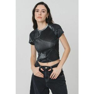 Tricou crop cu imprimeu grafic imagine