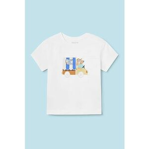 Tricou cu decolteu la baza gatului si imprimeu - de bumbac imagine