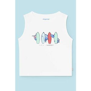 Top cu decolteu la baza gatului si imprimeu imagine