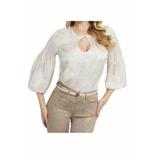 Bluza cu imprimeu floral si maneci bufante - imagine