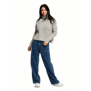 Pulover cu maneci cazute si guler rasucit - imagine