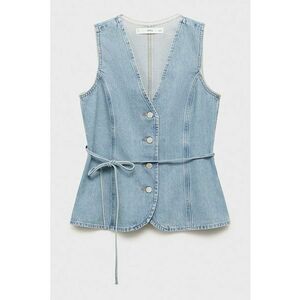 Vesta din denim cu cordon in talie imagine