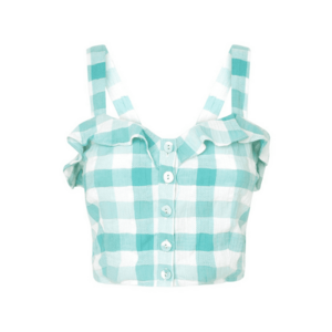 Top crop cu imprimeu in carouri imagine