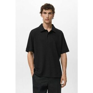 Tricou polo lejer striat - Negru - imagine
