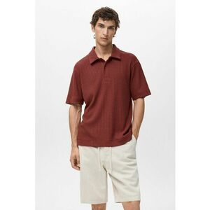 Tricou polo lejer striat - Rosu inchis - imagine